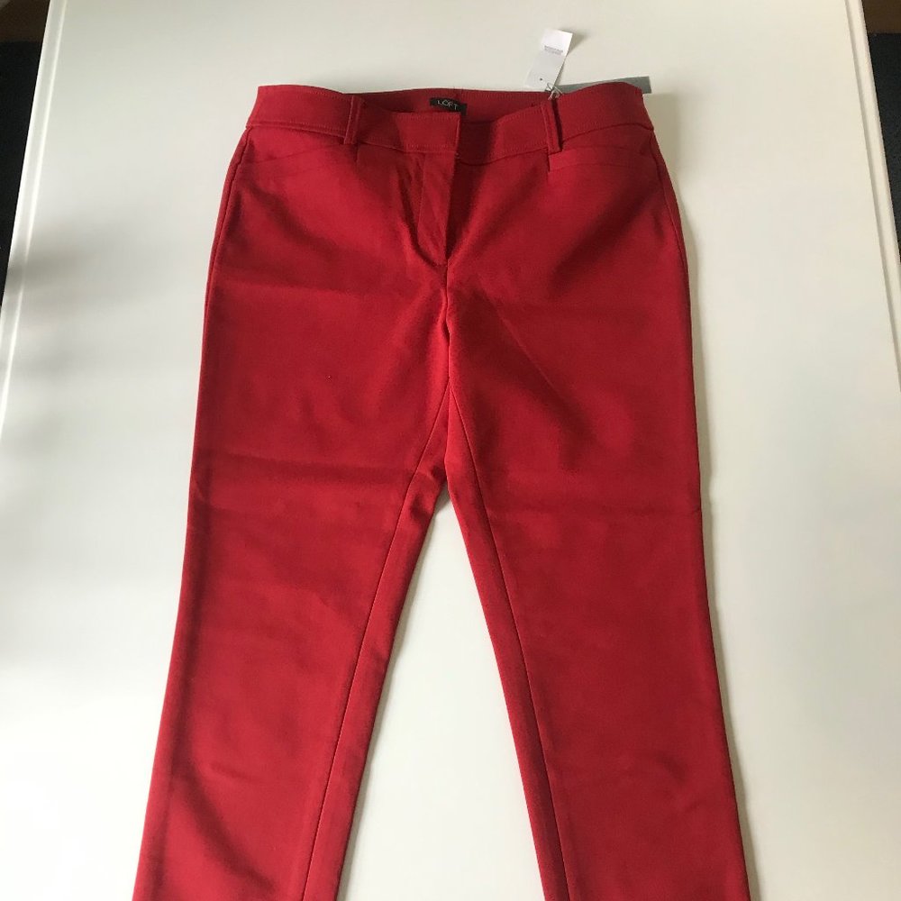 Loft Marissa Skinny Crop Pant Red size 8